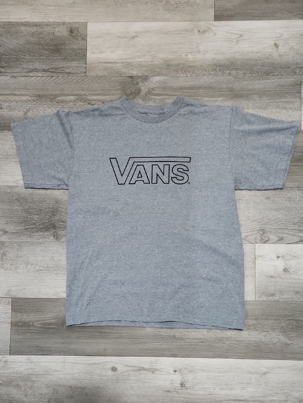 Vans Heather Gray Classic Black Logo Short Sleeve Tagless Tee Unisex Kids XL